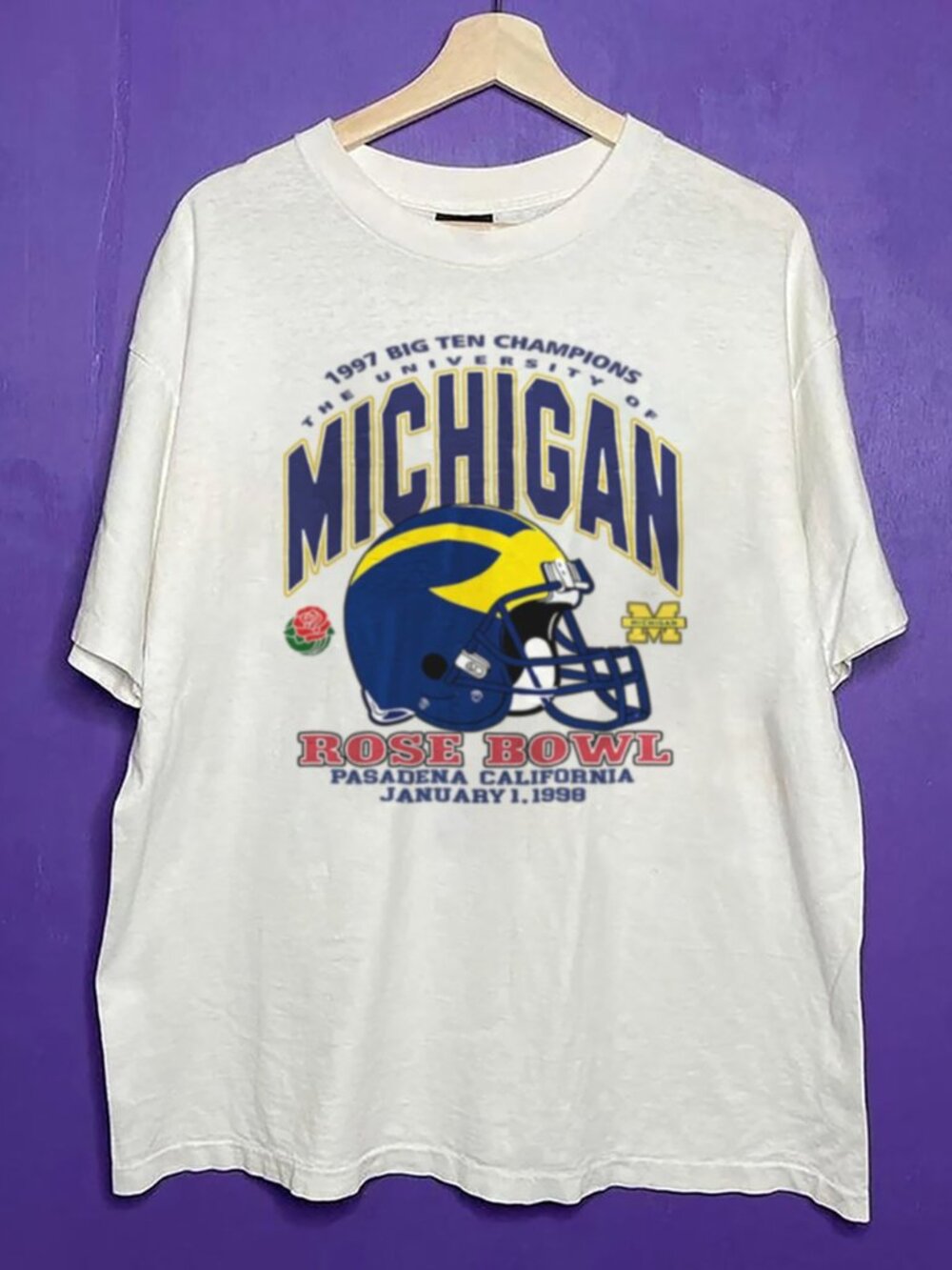 Vintage 90s University of Michigan Big Ten Champions Rose Bowl Unisex Shirt Tee